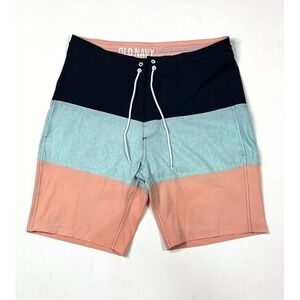 Old Navy Board Shorts Men's Large California Swim Trunks Shorts Striped Summer